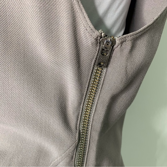 Helmut Lang Women's Grey V-Neck Wrap Sheath Wool Sleeveless Dress Size 10 - Picture 6 of 13